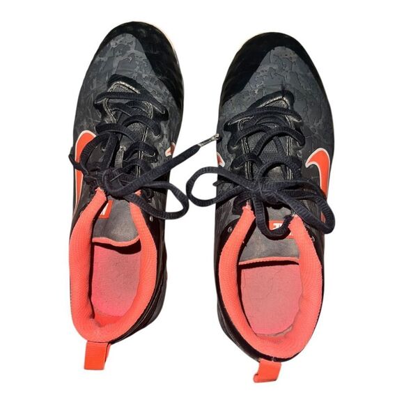 Nike Kids Black Hyperdiamond Fastflex Baseball Softball Cleats Orange 3M EUC - Picture 7 of 9